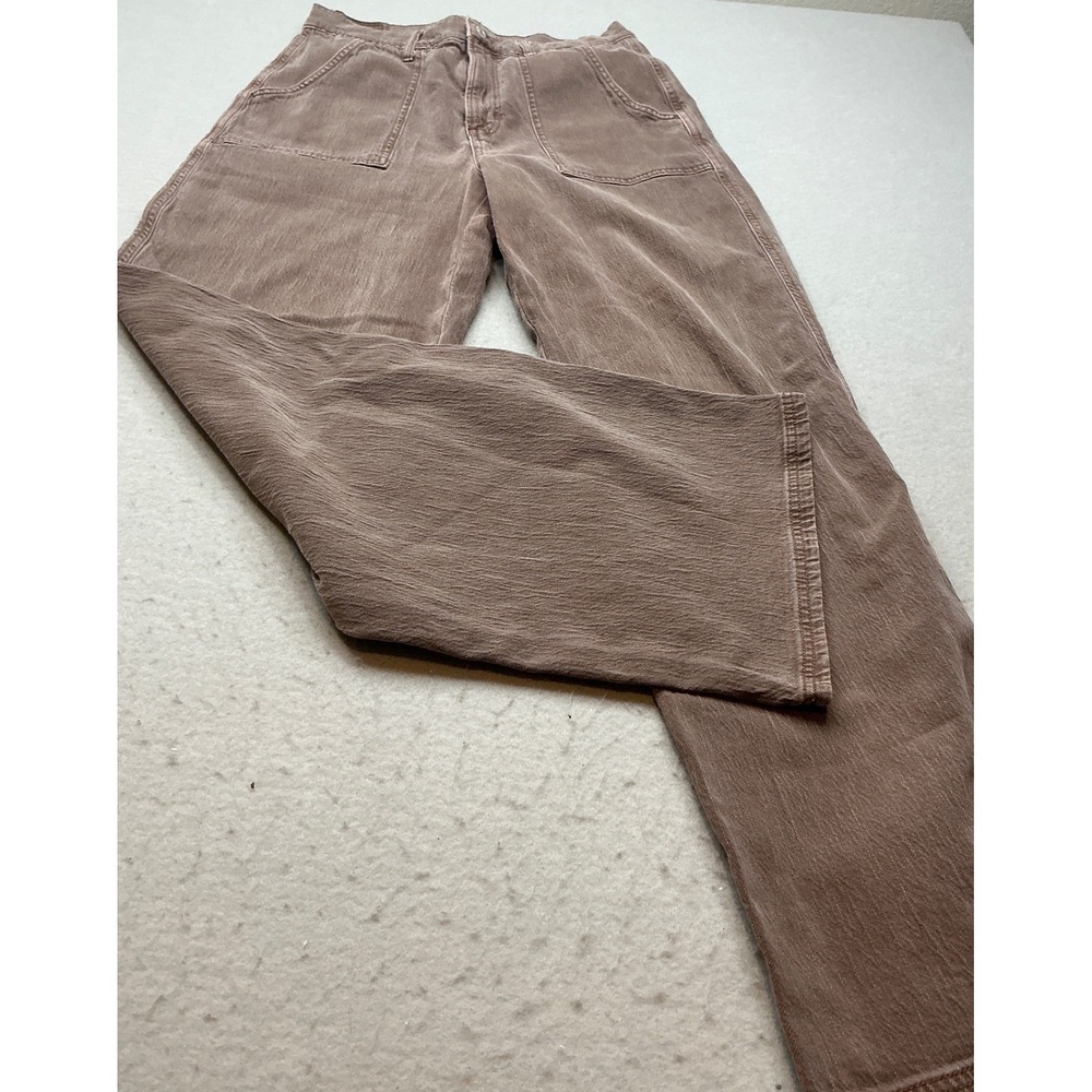 American Eagle Wide Leg Utility Pants Mauve Brown High Rise Size 10 Relaxed Boho